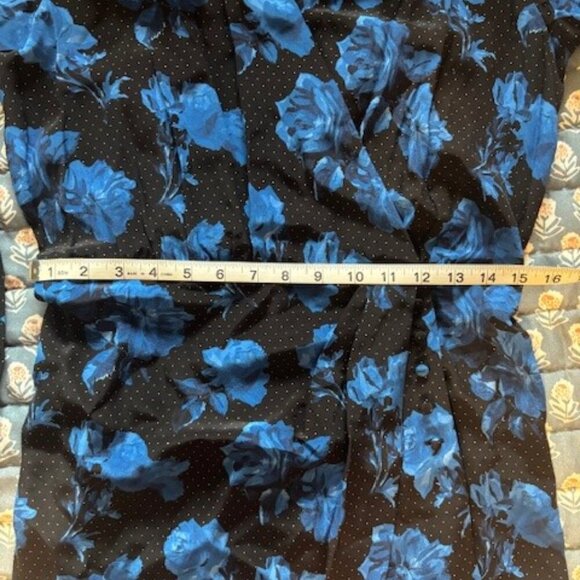 NWT Designer The Kooples Silk Dress // Blue and Black Floral // Size 3, Large - Picture 10 of 10